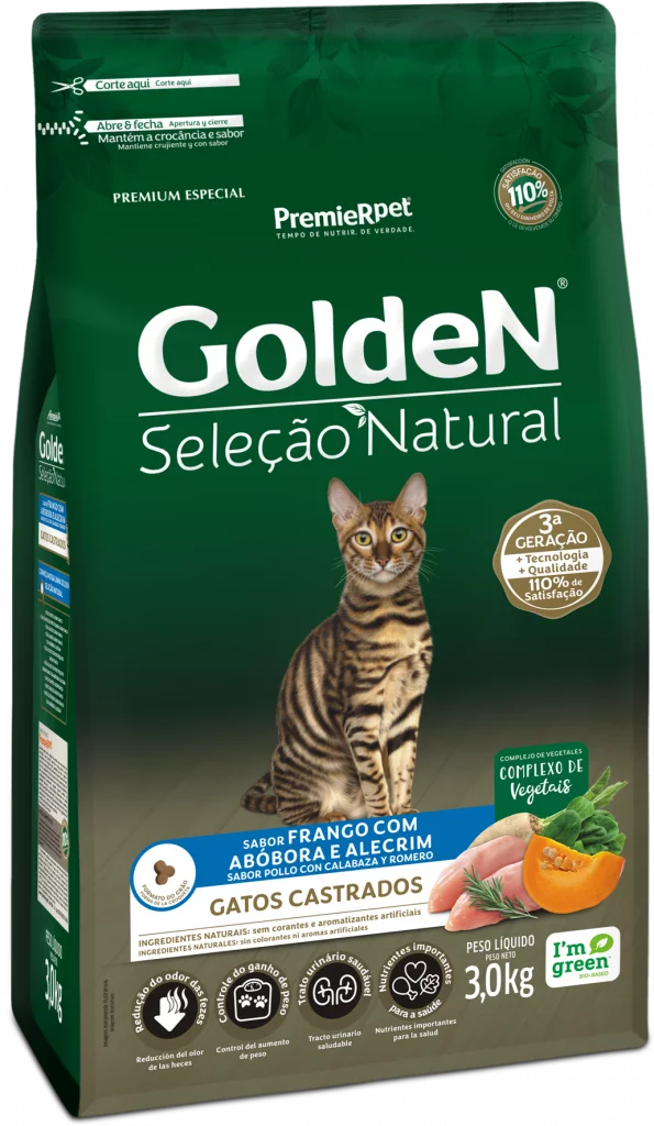 GoldeN Selección Natural Gatos Castrados Con Sabor Pollo Con Calabaza y Romero