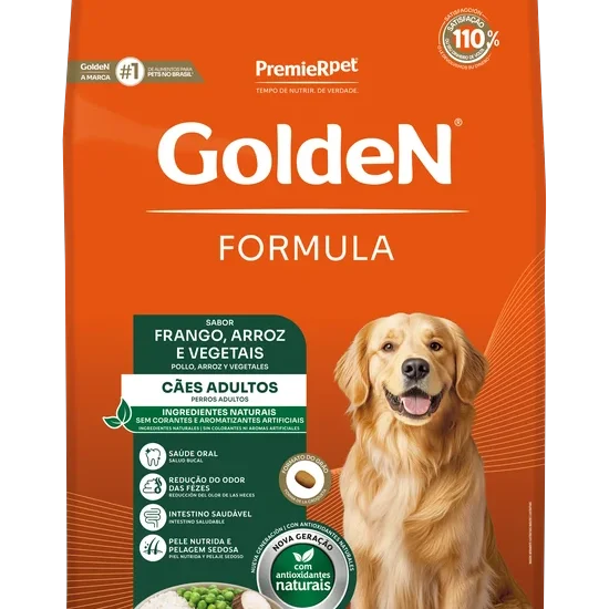GoldeN Formula para Cães Adultos | Sabor de Frango & Arroz