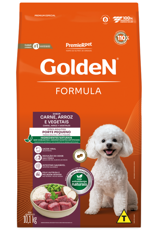 GoldeN Formula Cães Adultos Porte Pequeno Carne e Arroz