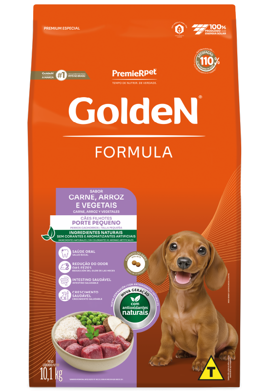 GoldeN Formula Cães Filhotes Porte Pequeno Carne & Arroz