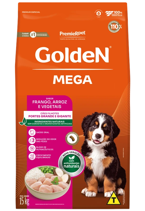 GoldeN Mega Cães Filhotes Porte Grande & Gigante Frango & Arroz