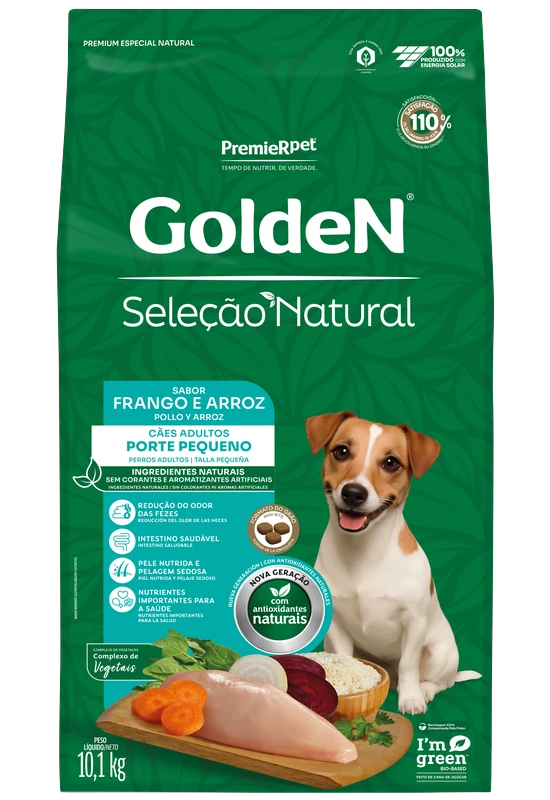 GoldeN Seleção Natural Cães Adultos Porte Pequeno Frango & Arroz