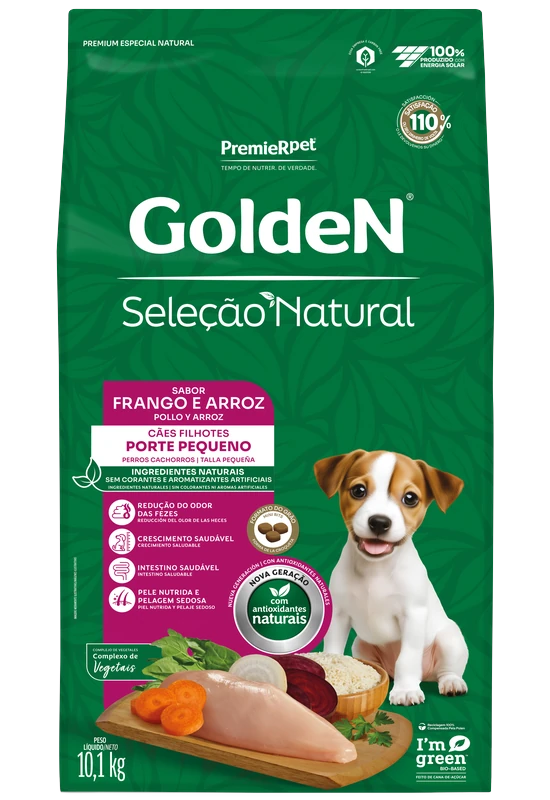 GoldeN Seleção Natural Cães Filhotes Porte Pequeno Frango & Arroz