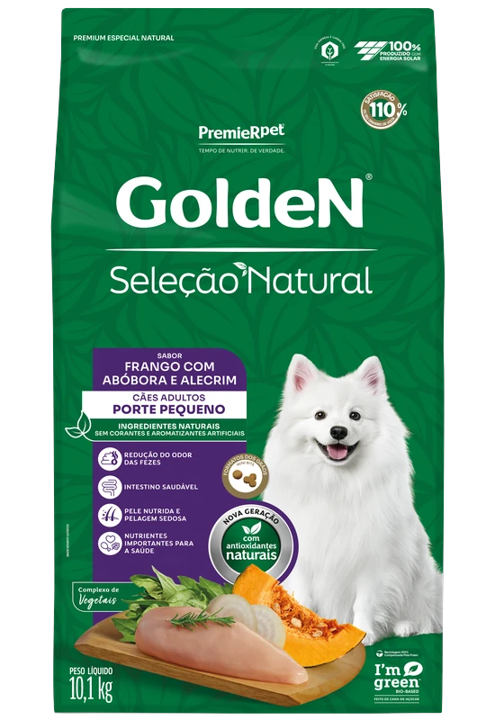 GoldeN Seleção Natural Cães Adultos Porte Pequeno Frango, Abóbora e Alecrim