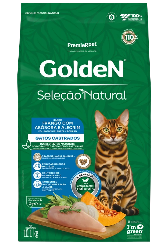 GoldeN Seleção Natural Gatos Castrados Frango com Abóbora & Alecrim