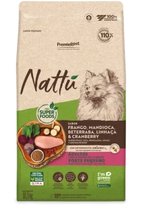 PremieR Nattu Cães Adultos Porte Pequeno Frango, Mandioca, Beterraba, Linhaça & Cranberry