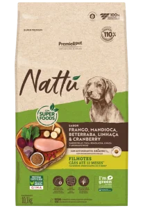 PremieR Nattu Cães Filhotes Frango, Mandioca, Beterraba, Linhaça & Cranberry