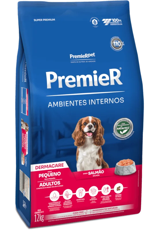 PremieR Ambientes Internos Cães Adultos Porte Pequeno Salmão Dermacare
