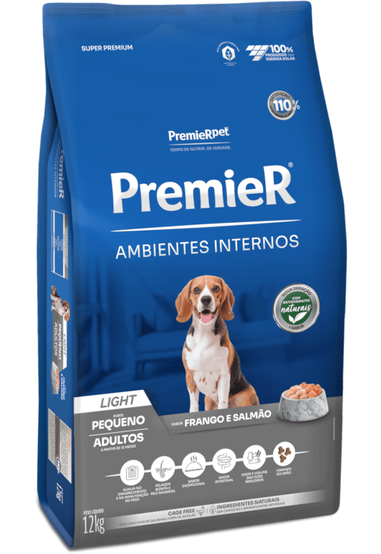 PremieR Ambientes Internos Cães Adultos Porte Pequeno Frango e Salmão Light