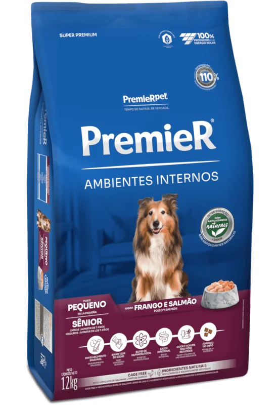PremieR Ambientes Internos Cães Adultos Porte Pequeno Frango e Salmão Senior