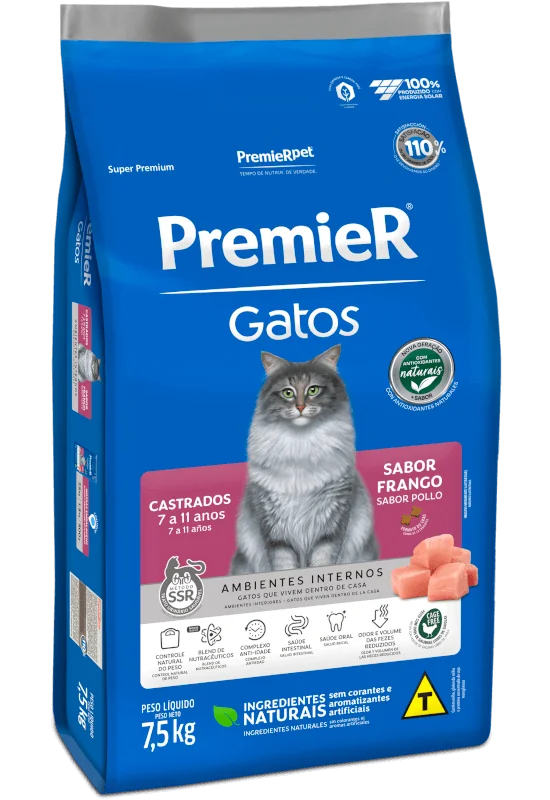 PremieR Gatos Castrados 7 a 11 anos Frango