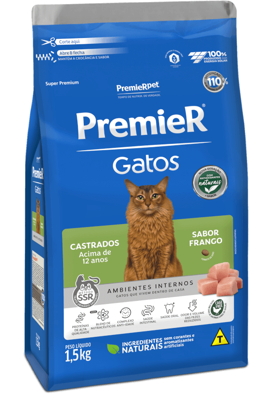 PremieR Gatos Castrados acima de 12 anos Frango