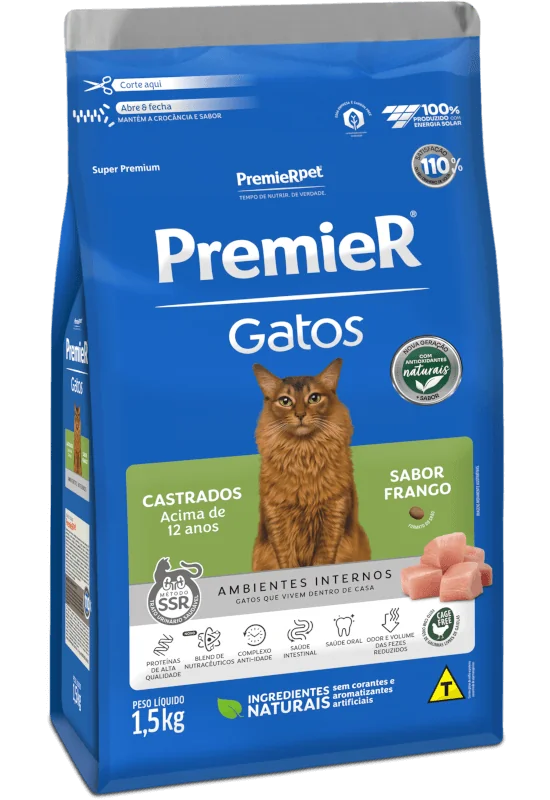 PremieR Gatos Castrados acima de 12 anos Frango