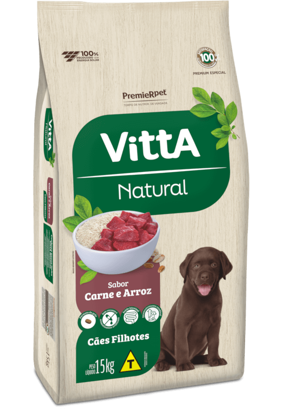 VittA Natural Cães Filhotes Carne e Arroz