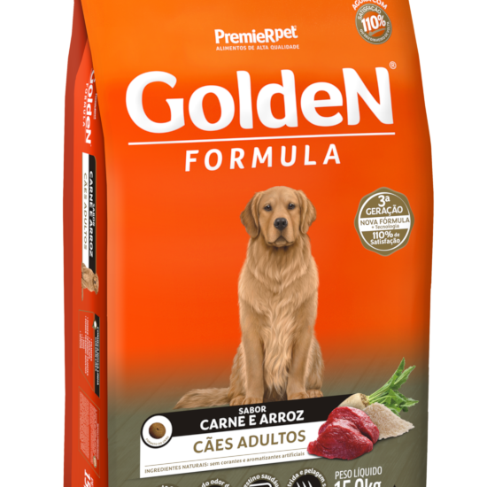 GoldeN Formula para Cães Adultos | Sabor Carne & Arroz