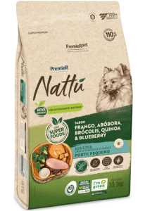 PremieR Nattu Cães Adultos Porte Pequeno Frango, Abóbora, Brócolis, Quinoa & Blueberry