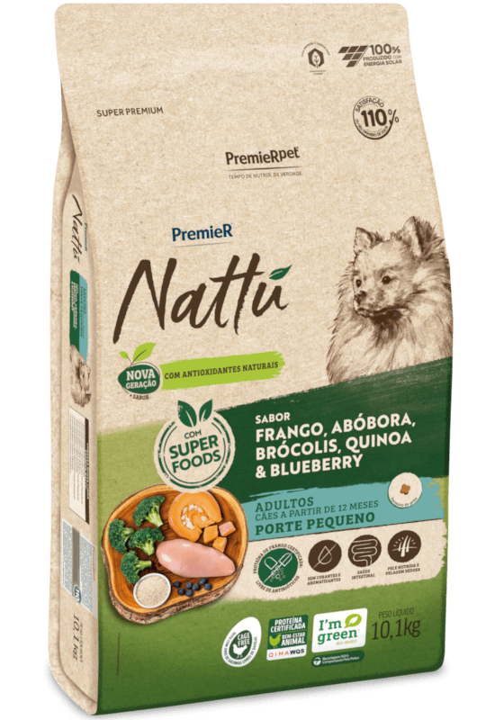 PremieR Nattu Cães Adultos Porte Pequeno Frango, Abóbora, Brócolis, Quinoa & Blueberry
