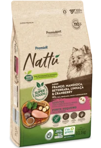 PremieR Nattu Cães Adultos Porte Pequeno Frango, Mandioca, Beterraba, Linhaça & Cranberry
