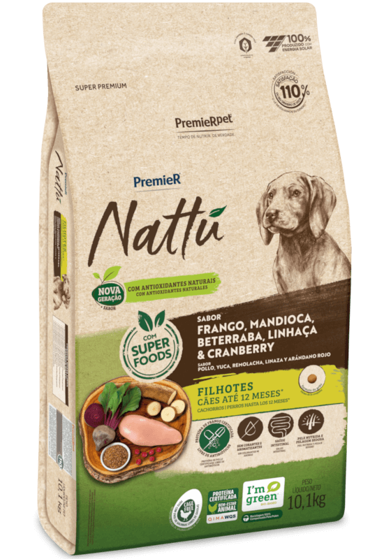 PremieR Nattu Cães Filhotes Frango, Mandioca, Beterraba, Linhaça & Cranberry