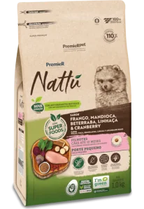 PremieR Nattu Cães Filhotes Porte Pequeno Frango, Mandioca, Beterraba, Linhaça e Cranberry