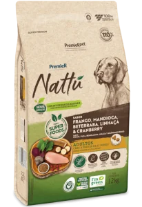 PremieR Nattu Cães Adultos Frango, Mandioca, Beterraba, Linhaça & Cranberry