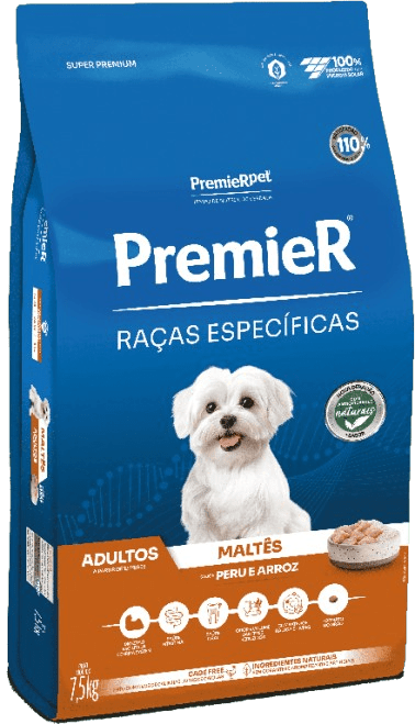 PremieR Raças Específicas Maltês Adultos Porte Pequeno Peru e Arroz