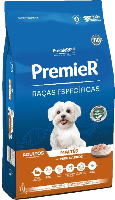 PremieR Raças Específicas Maltês Adultos Porte Pequeno Peru e Arroz