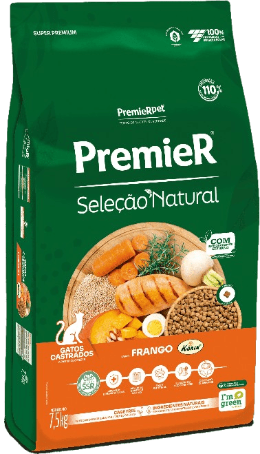 PremieR Seleção Natural Gatos Castrados Frango Korin