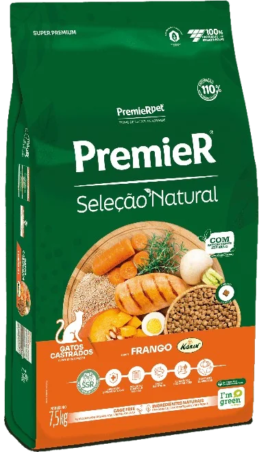 PremieR Seleção Natural Gatos Castrados Frango Korin