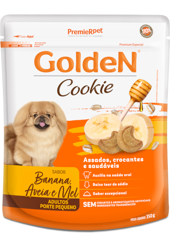 GoldeN Cookie Cães Adultos Porte Pequeno Banana, Aveia & Mel