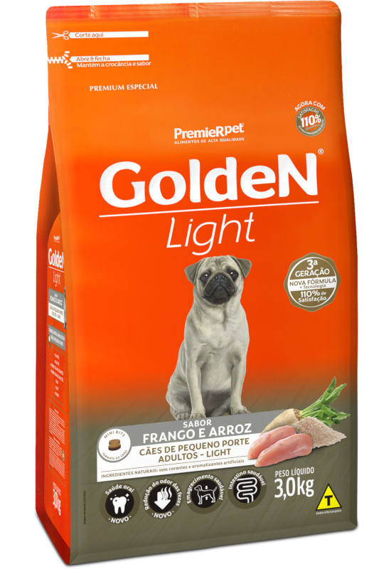 GoldeN® Formula Cães Adultos Porte Pequeno Frango & Arroz Light