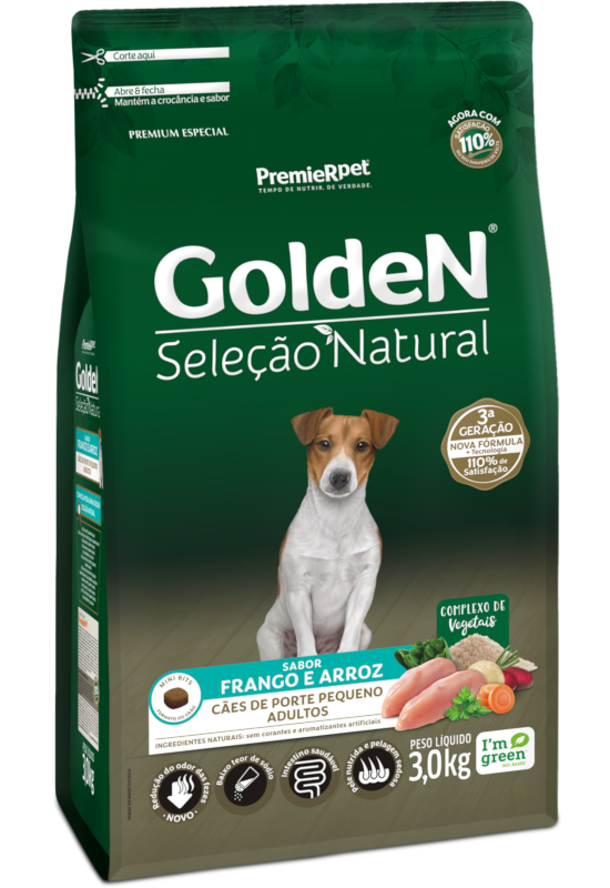 GoldeN Seleção Natural Cães Adultos Porte Pequeno Frango & Arroz