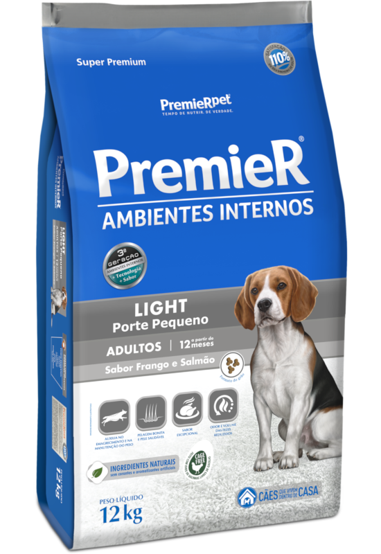 PremieR Ambientes Internos Cães Adultos Porte Pequeno Frango & Salmão Light