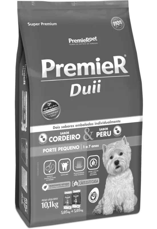 PremieR Ambientes Internos Duii Cães Adultos Porte Pequeno Peru e Cordeiro