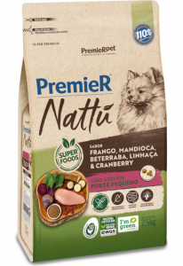 PremieR Nattu Cães Adultos Porte Pequeno Frango, Mandioca, Beterraba, Linhaça & Cranberry