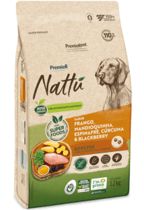 PremieR Nattu Cães Adultos Frango, Mandioquinha, Espinafre, Cúrcuma & Blackberry