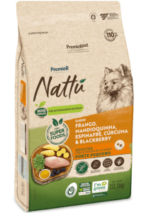 PremieR Nattu Cães Adultos Porte Pequeno Frango Mandioquinha, Espinafre, Cúrcuma & Blackberry