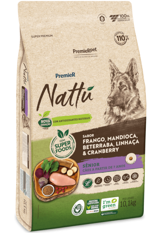 PremieR Nattu Cães Sênior Frango, Mandioca, Beterraba, Linhaça & Cranberry
