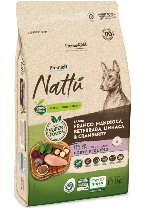 PremieR Nattu Cães Sênior Porte Pequeno Frango, Mandioca, Beterraba, Linhaça & Cranberry