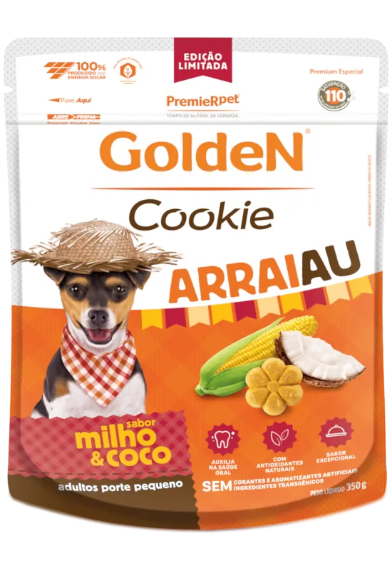 GoldeN Cookie Cães Adultos Porte Pequeno Milho & Coco Edição Limitada “Arraiau”
