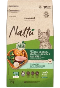 PremieR Nattu Gatos Filhotes Frango, Abóbora, Brócolis, Quinoa e Blueberry