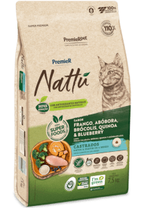 PremieR Nattu Gatos Castrados Frango, Abóbora, Brócolis, Quinoa & Blueberry