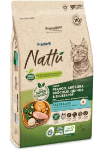 PremieR Nattu Gatos Castrados Frango, Abóbora, Brócolis, Quinoa & Blueberry
