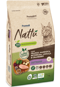 PremieR Nattu Gatos Castrados Frango, Mandioca, Beterraba, Linhaça & Cranberry
