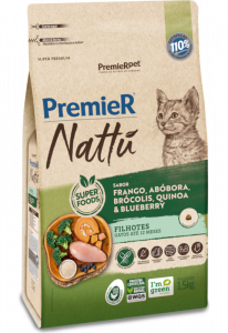 PremieR® Nattu Gatos Filhotes Frango, Abóbora, Brócolis, Quinoa e Blueberry