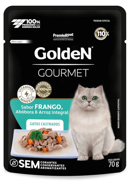 GoldeN Gourmet Gatos Castrados Frango, Abóbora e Arroz Integral