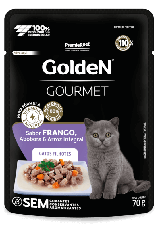 GoldeN Gourmet Gatos Filhotes Frango, Abóbora e Arroz Integral