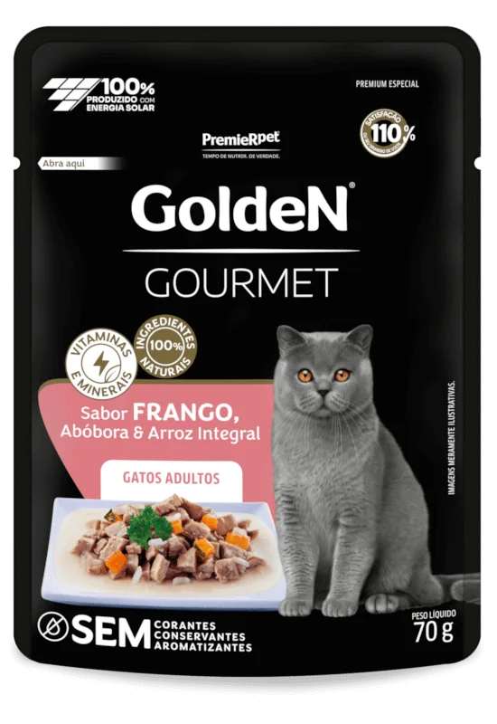 GoldeN Gourmet Gatos Adultos Frango, Abóbora e Arroz Integral