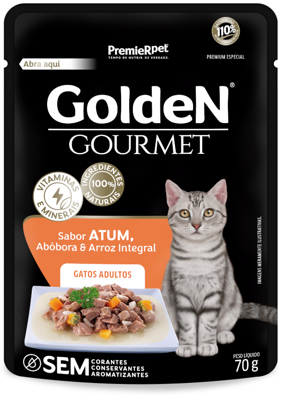 GoldeN® Gourmet Gatos Adultos Atum, Abóbora e Arroz Integral