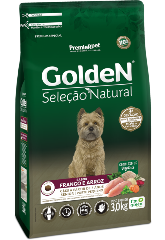 GoldeN® Seleção Natural Cães Seniores Porte Pequeno Frango & Arroz
